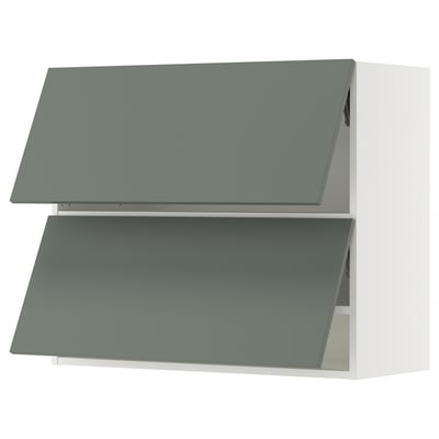 SEKTION Gabinete pared 2 puertas horizontal, blanco/Nickebo Verde grisáceo mate, 91x37x76 cm