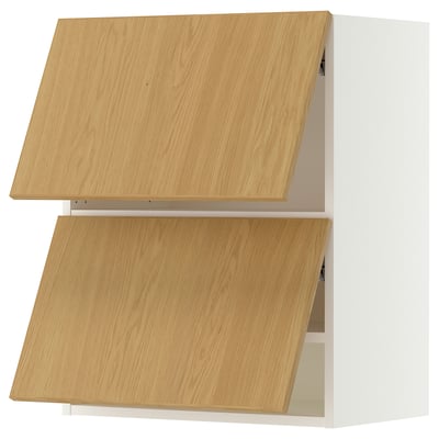 SEKTION Gabinete pared 2 puertas horizontal, blanco/Sinarp chapa roble, 61x37x76 cm