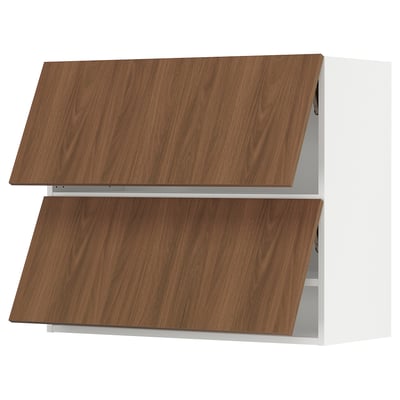 SEKTION Gabinete pared 2 puertas horizontal, blanco/Tistorp Efecto nogal café, 91x37x76 cm