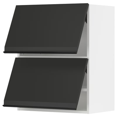 SEKTION Gabinete pared 2 puertas horizontal, blanco/Upplöv Carbón mate, 61x37x76 cm