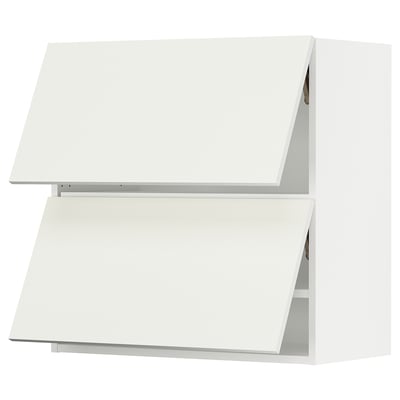 SEKTION Gabinete pared 2 puertas horizontal, blanco/Vallstena blanco, 76x37x76 cm