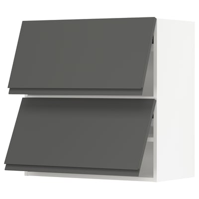 SEKTION Gabinete pared 2 puertas horizontal, blanco/Voxtorp gris oscuro, 76x37x76 cm