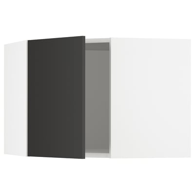 SEKTION Gabinete pared esquina 1 puerta, blanco/Nickebo Carbón mate, 66x37x51 cm