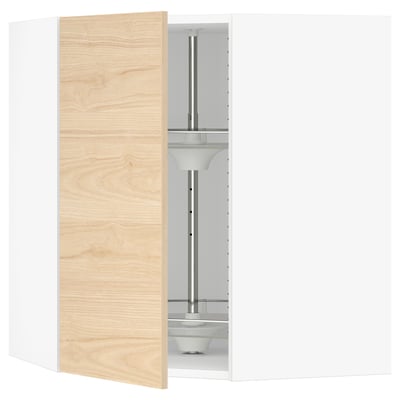 SEKTION Gabinete pared esquina c/carrusel, blanco/Askersund efecto fresno claro, 66x37x76 cm