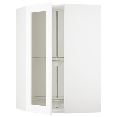 SEKTION Gabinete pared esquina c/carrusel, blanco Enköping/blanco efecto madera, 66x37x102 cm