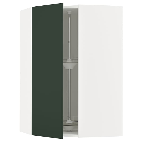 SEKTION Gabinete pared esquina c/carrusel, blanco/Havstorp Verde oscuro, 66x37x102 cm