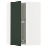 SEKTION Gabinete pared esquina c/carrusel, blanco/Havstorp Verde oscuro, 66x37x102 cm