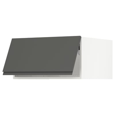 SEKTION Gabinete superior p/refrigerador, blanco/Voxtorp gris oscuro, 76x61x38 cm