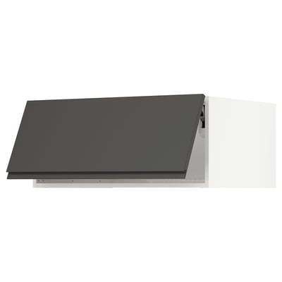SEKTION Gabinete superior p/refrigerador, blanco/Voxtorp gris oscuro, 91x61x38 cm