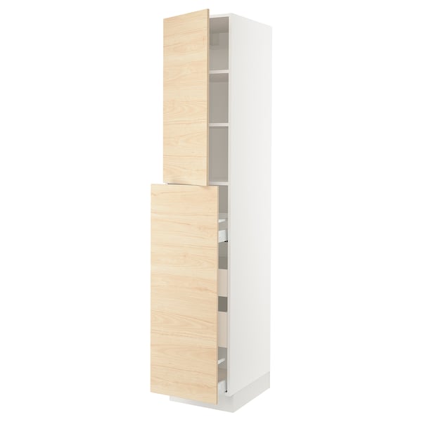SEKTION / MAXIMERA Gabin alt extb 2 prtas 4 cjnes+ests, blanco/Askersund efecto fresno claro, 46x61x229 cm