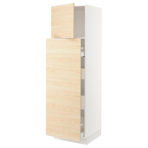 SEKTION / MAXIMERA Gabin alt extb 2 prtas 4 cjnes+ests, blanco/Askersund efecto fresno claro, 61x61x203 cm