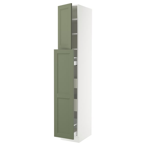 SEKTION / MAXIMERA Gabin alt extb 2 prtas 4 cjnes+ests, blanco/Axstad verde grisáceo, 38x61x229 cm