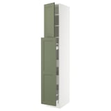 SEKTION / MAXIMERA Gabin alt extb 2 prtas 4 cjnes+ests, blanco/Axstad verde grisáceo, 38x61x229 cm