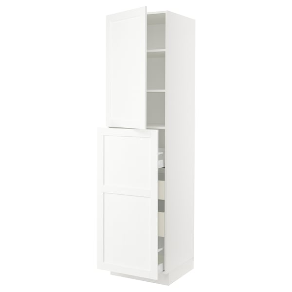 SEKTION / MAXIMERA Gabin alt extb 2 prtas 4 cjnes+ests, blanco Enköping/blanco efecto madera, 61.0x61.0x228.6 cm
