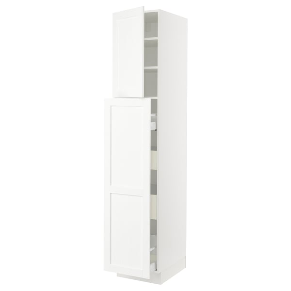 SEKTION / MAXIMERA Gabin alt extb 2 prtas 4 cjnes+ests, blanco Enköping/blanco efecto madera, 46x61x229 cm