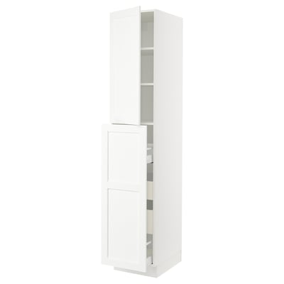 SEKTION / MAXIMERA Gabin alt extb 2 prtas 4 cjnes+ests, blanco Enköping/blanco efecto madera, 46x61x229 cm