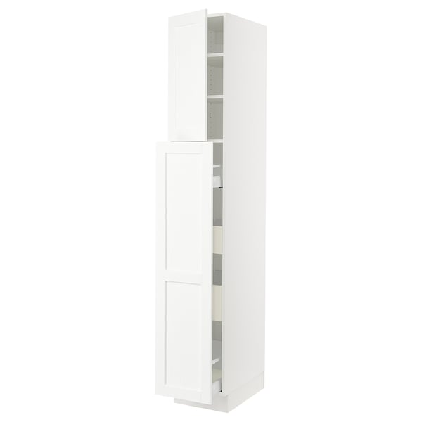 SEKTION / MAXIMERA Gabin alt extb 2 prtas 4 cjnes+ests, blanco Enköping/blanco efecto madera, 38x61x229 cm