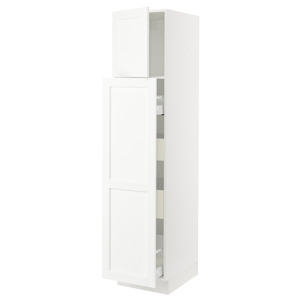 SEKTION / MAXIMERA Gabin alt extb 2 prtas 4 cjnes+ests, blanco Enköping/blanco efecto madera, 46x61x203 cm