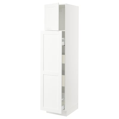 SEKTION / MAXIMERA Gabin alt extb 2 prtas 4 cjnes+ests, blanco Enköping/blanco efecto madera, 46x61x203 cm
