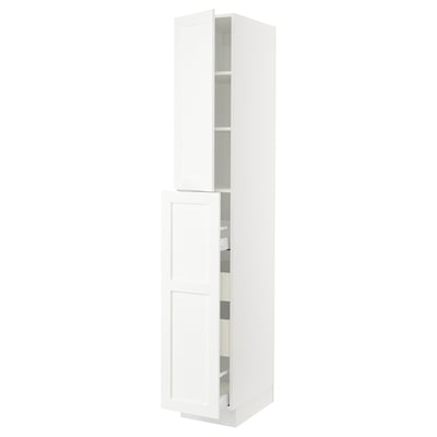SEKTION / MAXIMERA Gabin alt extb 2 prtas 4 cjnes+ests, blanco Enköping/blanco efecto madera, 38x61x229 cm