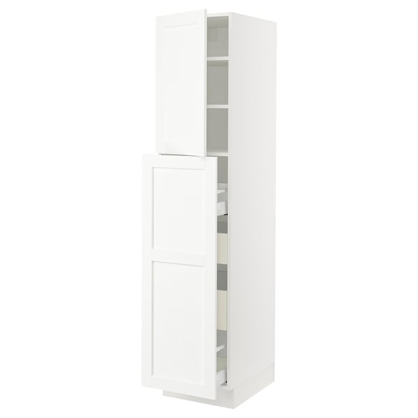 SEKTION / MAXIMERA Gabin alt extb 2 prtas 4 cjnes+ests, blanco Enköping/blanco efecto madera, 46x61x203 cm