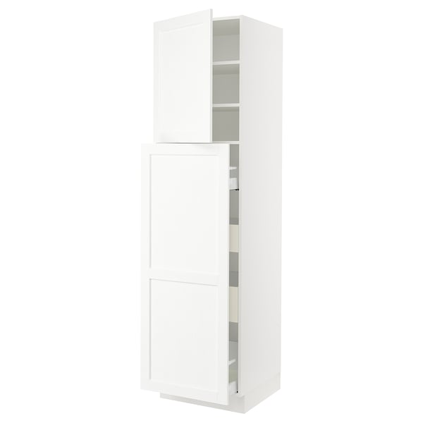 SEKTION / MAXIMERA Gabin alt extb 2 prtas 4 cjnes+ests, blanco Enköping/blanco efecto madera, 61.0x61.0x228.6 cm