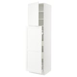 SEKTION / MAXIMERA Gabin alt extb 2 prtas 4 cjnes+ests, blanco Enköping/blanco efecto madera, 61.0x61.0x228.6 cm