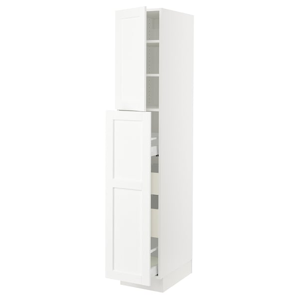 SEKTION / MAXIMERA Gabin alt extb 2 prtas 4 cjnes+ests, blanco Enköping/blanco efecto madera, 38x61x203 cm