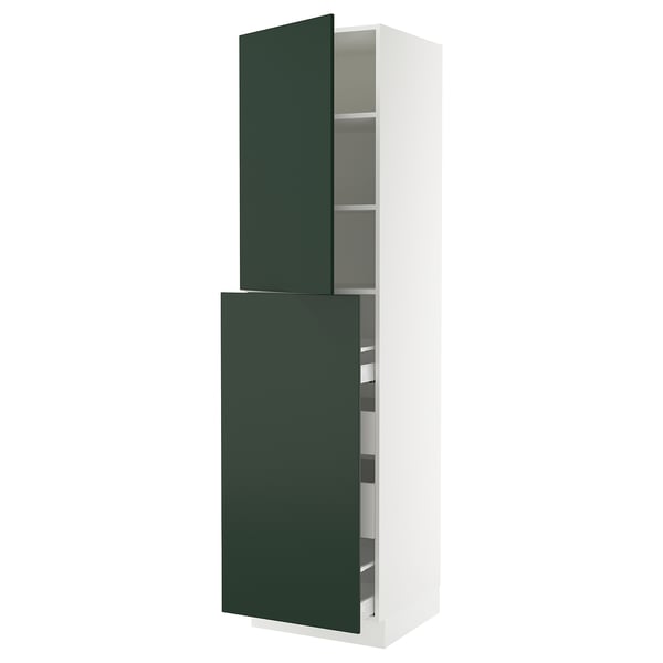 SEKTION / MAXIMERA Gabin alt extb 2 prtas 4 cjnes+ests, blanco/Havstorp Verde oscuro, 61.0x61.0x228.6 cm