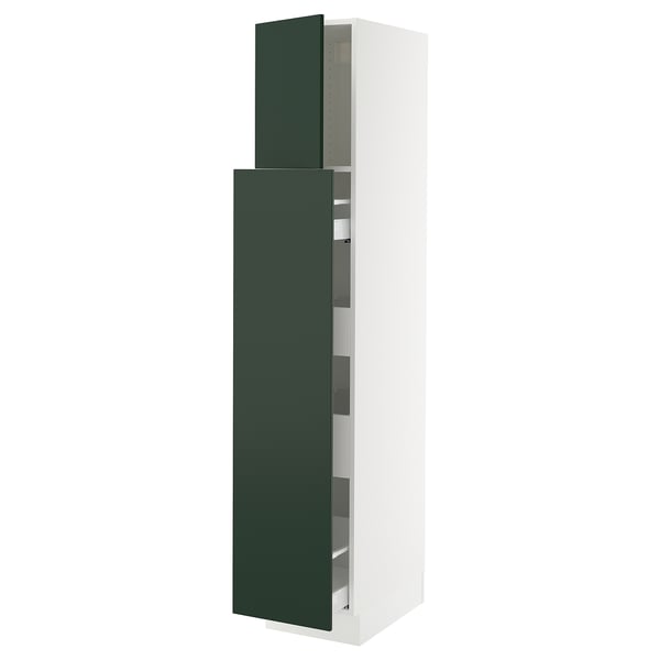 SEKTION / MAXIMERA Gabin alt extb 2 prtas 4 cjnes+ests, blanco/Havstorp Verde oscuro, 38x61x203 cm