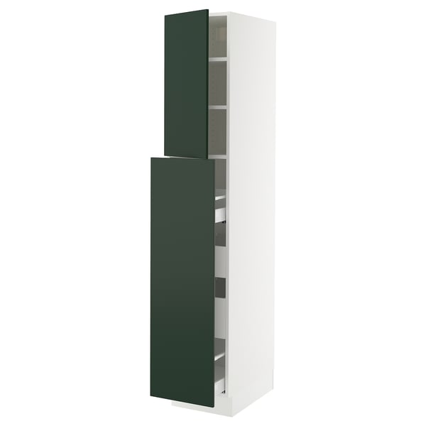 SEKTION / MAXIMERA Gabin alt extb 2 prtas 4 cjnes+ests, blanco/Havstorp Verde oscuro, 38x61x203 cm