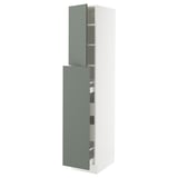 SEKTION / MAXIMERA Gabin alt extb 2 prtas 4 cjnes+ests, blanco/Nickebo Verde grisáceo mate, 38x61x203 cm