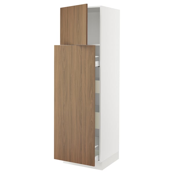 SEKTION / MAXIMERA Gabin alt extb 2 prtas 4 cjnes+ests, blanco/Tistorp Efecto nogal café, 61x61x203 cm