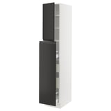 SEKTION / MAXIMERA Gabin alt extb 2 prtas 4 cjnes+ests, blanco/Upplöv Carbón mate, 38x61x203 cm
