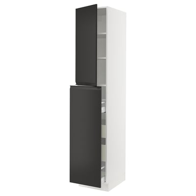 SEKTION / MAXIMERA Gabin alt extb 2 prtas 4 cjnes+ests, blanco/Upplöv Carbón mate, 46x61x229 cm