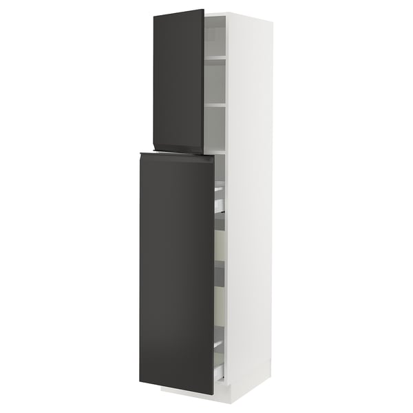SEKTION / MAXIMERA Gabin alt extb 2 prtas 4 cjnes+ests, blanco/Upplöv Carbón mate, 46x61x203 cm