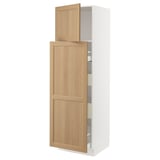 SEKTION / MAXIMERA Gabin alt extb 2 prtas 4 cjnes+ests, blanco/Vedhamn roble, 61x61x203 cm