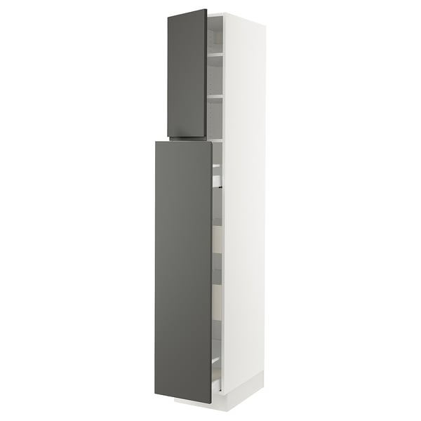 SEKTION / MAXIMERA Gabin alt extb 2 prtas 4 cjnes+ests, blanco/Voxtorp gris oscuro, 38x61x229 cm