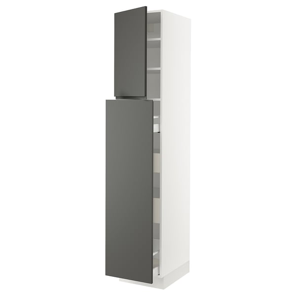 SEKTION / MAXIMERA Gabin alt extb 2 prtas 4 cjnes+ests, blanco/Voxtorp gris oscuro, 46x61x229 cm