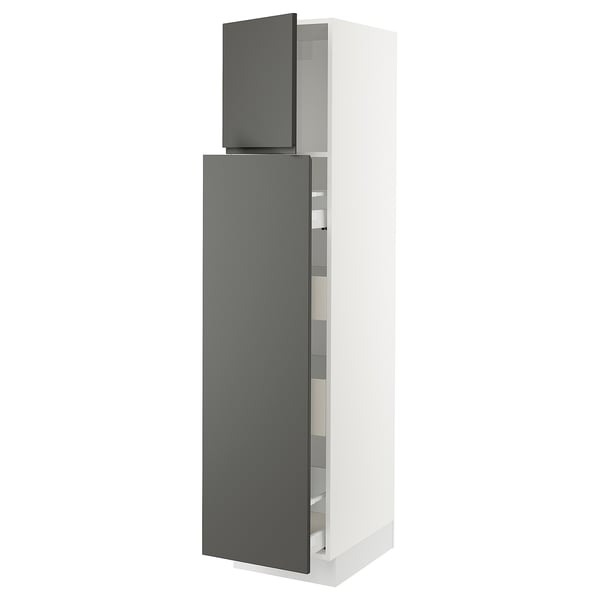 SEKTION / MAXIMERA Gabin alt extb 2 prtas 4 cjnes+ests, blanco/Voxtorp gris oscuro, 46x61x203 cm