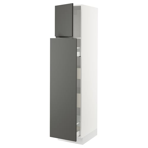 SEKTION / MAXIMERA Gabin alt extb 2 prtas 4 cjnes+ests, blanco/Voxtorp gris oscuro, 46x61x203 cm