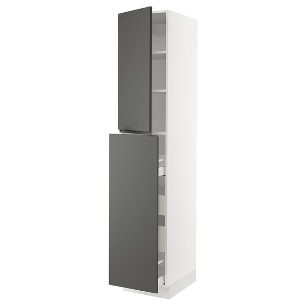 SEKTION / MAXIMERA Gabin alt extb 2 prtas 4 cjnes+ests, blanco/Voxtorp gris oscuro, 46x61x229 cm