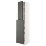 SEKTION / MAXIMERA Gabin alt extb 2 prtas 4 cjnes+ests, blanco/Voxtorp gris oscuro, 46x61x229 cm