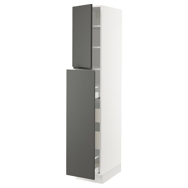 SEKTION / MAXIMERA Gabin alt extb 2 prtas 4 cjnes+ests, blanco/Voxtorp gris oscuro, 38x61x203 cm