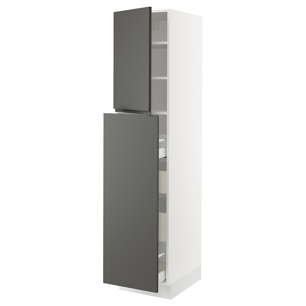 SEKTION / MAXIMERA Gabin alt extb 2 prtas 4 cjnes+ests, blanco/Voxtorp gris oscuro, 46x61x203 cm