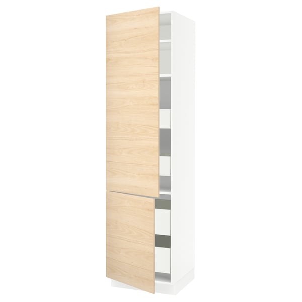 SEKTION / MAXIMERA Gabin alto 2 prtas 4 cjnes +ests, blanco/Askersund efecto fresno claro, 61x61x229 cm