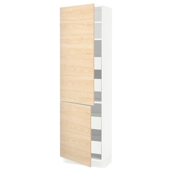 SEKTION / MAXIMERA Gabin alto 2 prtas 4 cjnes +ests, blanco/Askersund efecto fresno claro, 61x37x203 cm