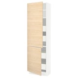 SEKTION / MAXIMERA Gabin alto 2 prtas 4 cjnes +ests, blanco/Askersund efecto fresno claro, 61x37x203 cm