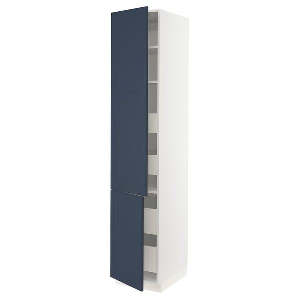 SEKTION / MAXIMERA Gabin alto 2 prtas 4 cjnes +ests, blanco Axstad/mate azul, 46x61x229 cm