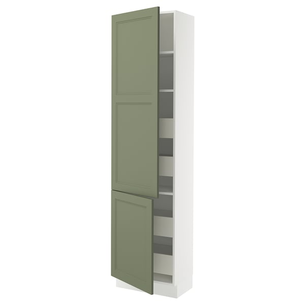 SEKTION / MAXIMERA Gabin alto 2 prtas 4 cjnes +ests, blanco/Axstad verde grisáceo, 61x37x229 cm